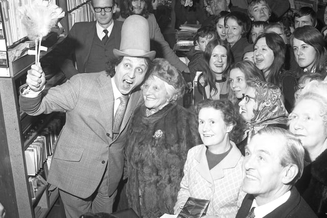 Comedian Ken Dodd had a surprise meeting with his biggest fan - his aunt - in 1972.
He called at at Durham City store and Annie Boyd was there to say hello.
