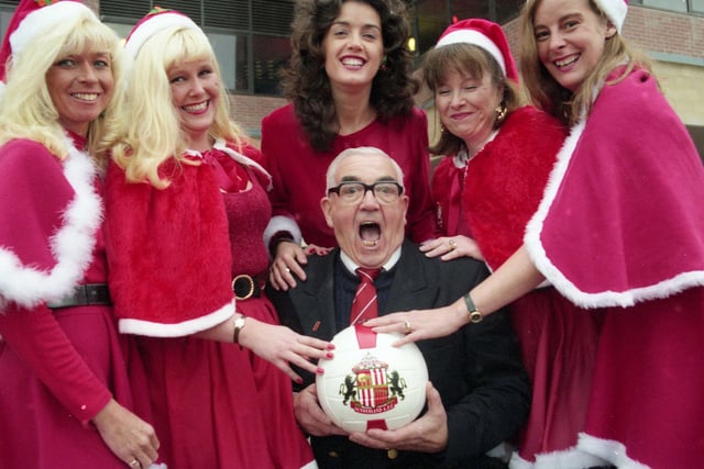 What a surprise for Jim Rogers in 1997.
The customer turned up at the Stadium of Light's club shop to find staff dressed up in seasonal costumes to mark the club's last game before Christmas. 
Left to right: Shirely Kiddney, Joanne McCarthy, Andrea Hubbard, Tracy Hamilton-Allen and Karen Richardson.