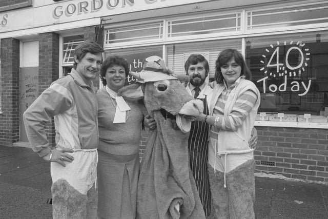 Butcher Bill Barrass from Springwell got a 40th birthday surprise from his wife Carol in 1985.
She arranged for Daisy the cow to turn up outside his butcher shop in Sunningdale Road. 
Daisy was Julie Tuckwell and Chris Duxbury, from Blackburn, who were part of the treat.