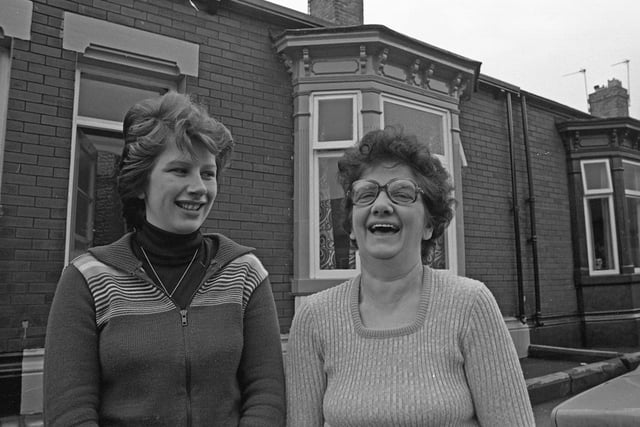 Surprise guests on Cilla Black television show in 1976 were Mrs Dorothy Carter and her three daughters.
They saw their house spotlighted on the programme. 
Pictured is Mrs Carter and daughter Catherine outside the house.