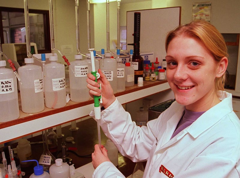 Laura Higgins at work in the lab at Ward's Brewery, on Ecclesall Road, Sheffield.