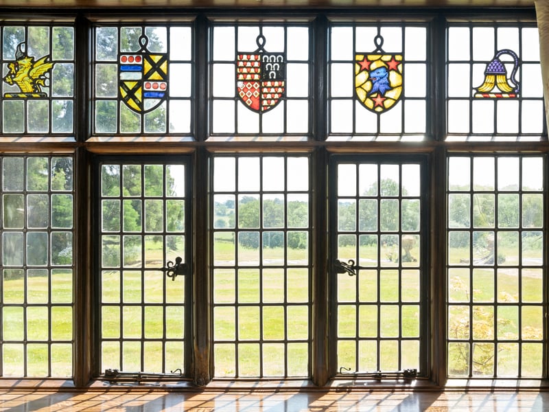 Hatched French doors looking out to the beautiful 20-acre estate