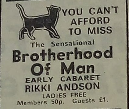 The Brotherhood of Man were the star attraction at the Black Cat Club at Roker Park.