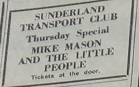 A Thursday special attraction in 1975 at Sunderland Transport Club.