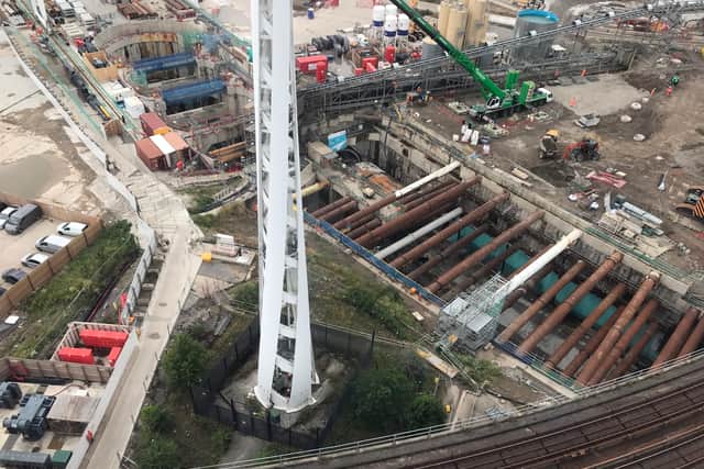 Photos of the completed tunnelling works for the SIlvertown Tunnel, taken from the IFS Cloud cable car by Siân Berry, a Green Party member of the London Assembly. (Photo by Siân Berry)