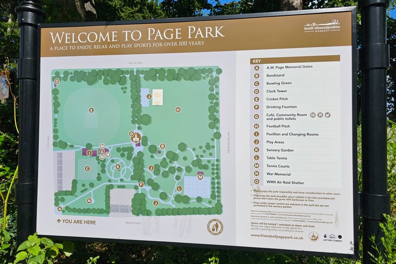 A map featuring the areas that can be explored in the park including the sensory park, the football and cricket pitches and the iconic clock tower.