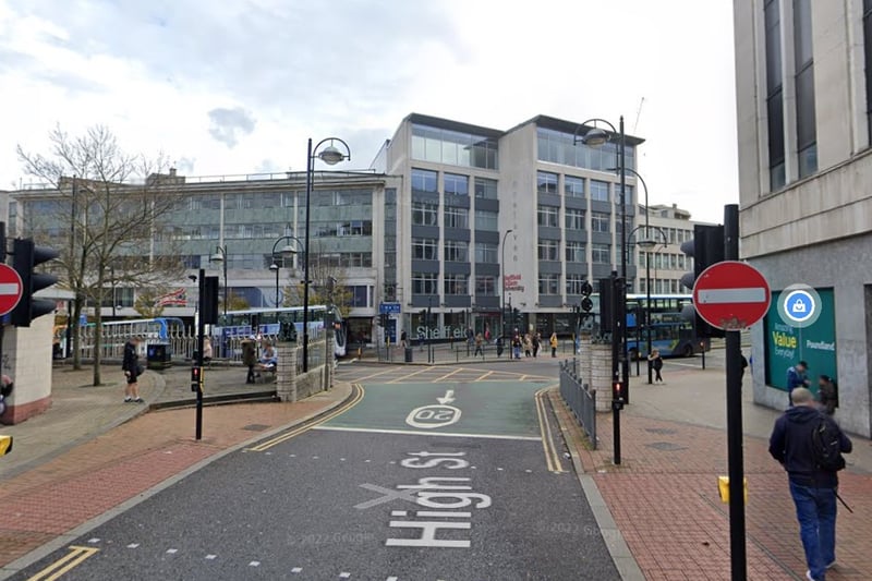 The second-highest number of reports of violence and sexual offences in Sheffield in June 2023 were made in connection with incidents that took place on or near High Street, Sheffield city centre, with 13