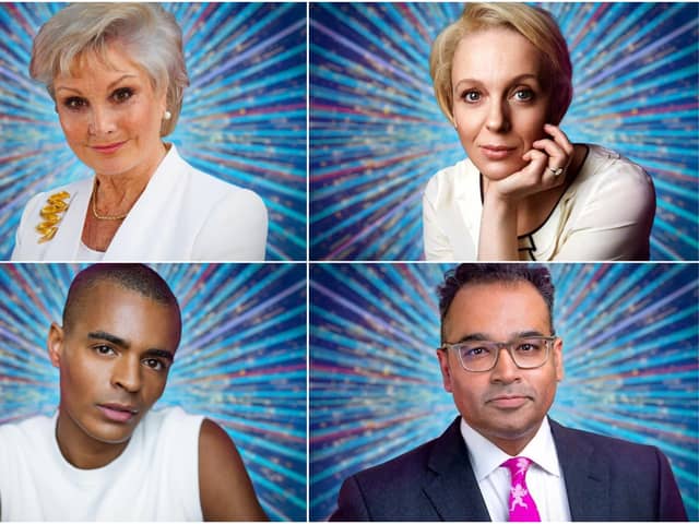 Clockwise from top left: Angela Rippon, Amanda Abbington, Krishnan Guru-Murthy, and Layton Williams will take part in this year's Strictly Come Dancing (Photos: BBC)