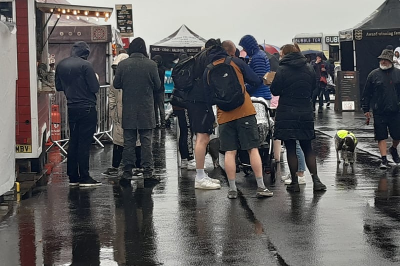 Visitors braving Storm Antoni at this year's Seaham Food Festival.