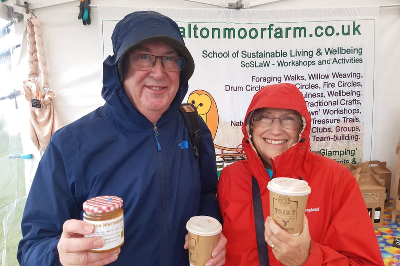 Despite it being August, husband and wife, Keith Hall and Laviana Cooper, were enjoying a hot drink to keep warm. 