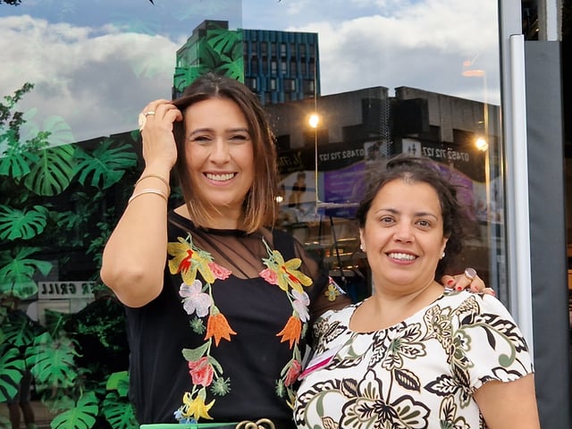 St Luke's head of retail Marie Egerton (right), pictured with sustainable fashion influencer Faye Wagstaffe, who also cut the ribbon to the new shop.