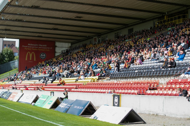 Partick Thistle fans during a Viaplay Cup group stage match between Partick Thistle and Spartans in July 2023. 