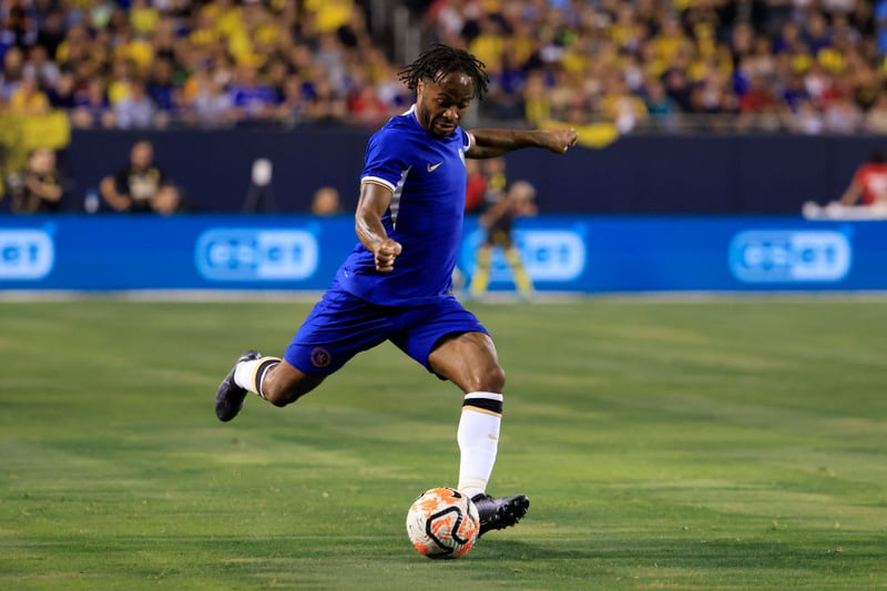  Raheem Sterling #17 of Chelsea FC takes a shot during the second half of the pre-season friendly match  (Photo by Justin Casterline/Getty Images)