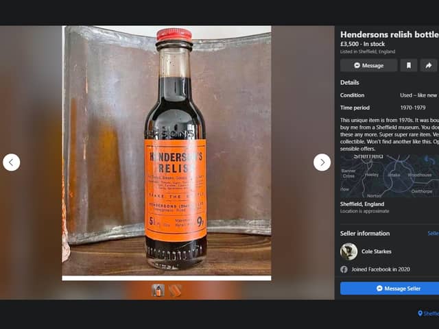 A man has listed a 'vintage' bottle of Sheffield's one-and-only Henderson's Relish on Facebook Marketplace... for £3,500.
