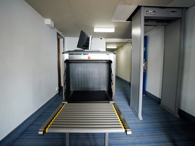 The security check area onboard the Bibby Stockholm