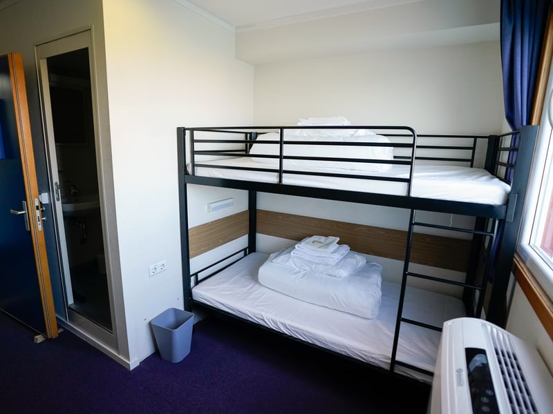 The inside of one of the bedrooms onboard the Bibby Stockholm