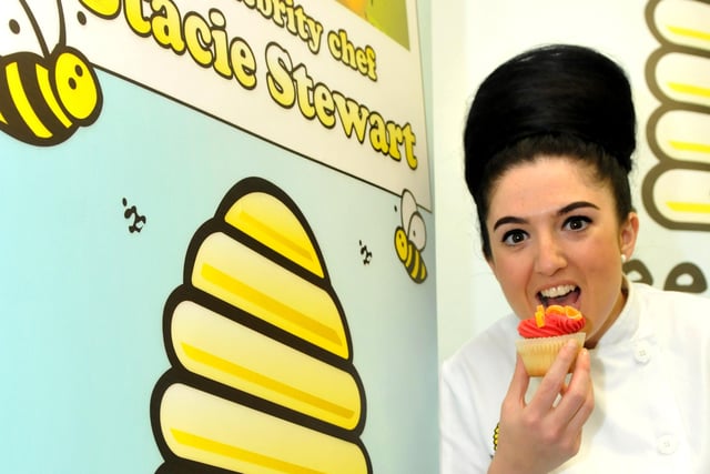 Sunderland's Beehive Bakery owner Stacie Stewart samples her own cupcakes.