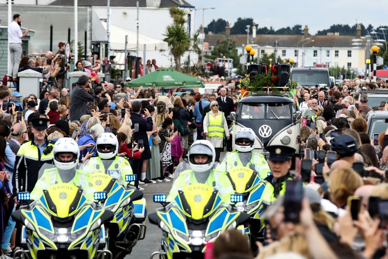 The funeral procession of Sinéad O’Connor in Ireland. (Photo by PAUL FAITH / AFP via Getty Images)