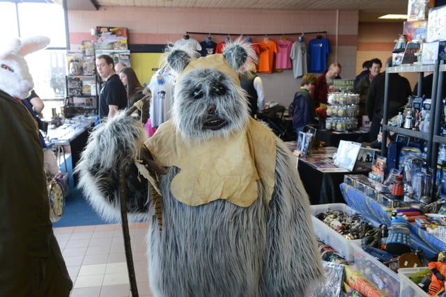 Would you believe it.
It's an Ewok at the SciFair, Seaburn Centre in 2014.