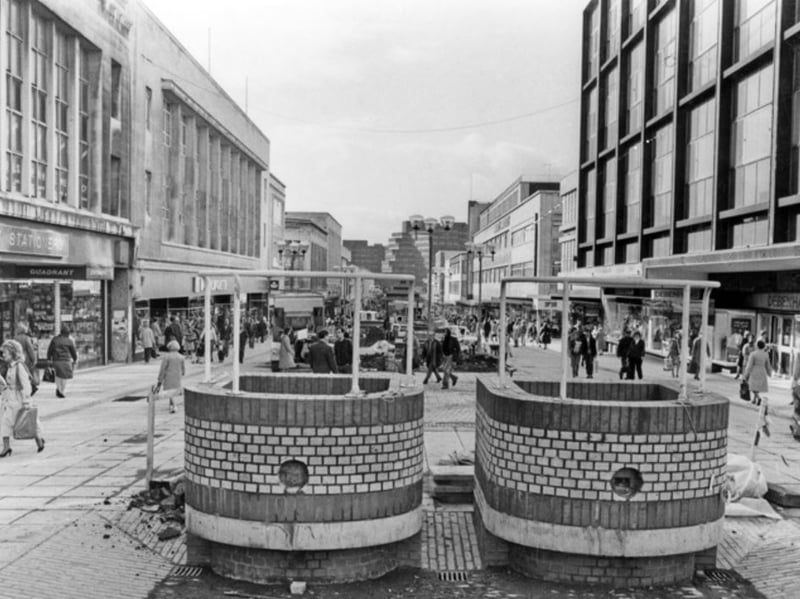 The old Brick Trams on The Moor, in Sheffield city centre, in 1983, with the shops visible including No.5 Quadrant Stationers, Woolworths and Debenhams. Photo: Picture Sheffield/Sheffield Newspapers