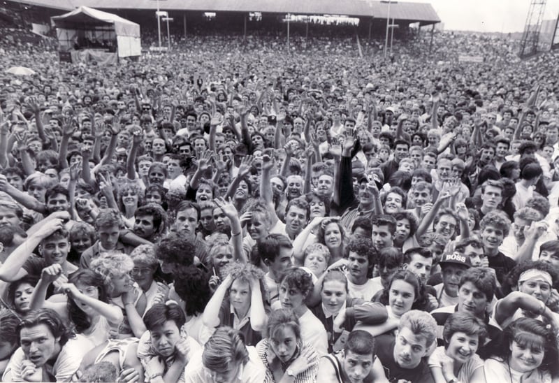 Bruce Springsteen in concert at Bramall Lane, Sheffield, in July 1988