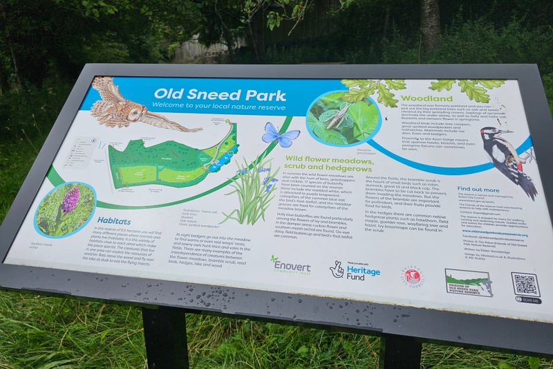 An information board near the entrance includes a map of the park and information about the wildlife that can be found.