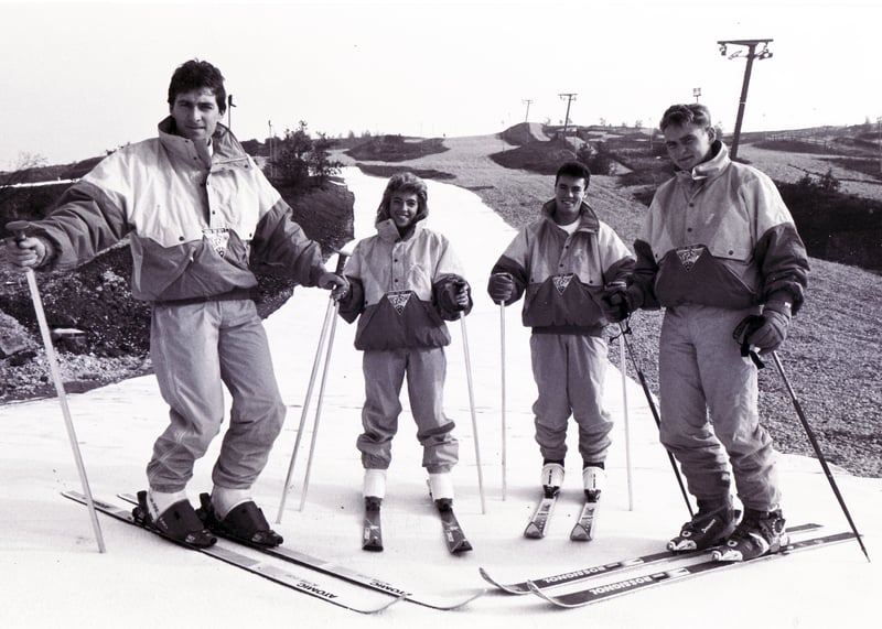 Pictured on one of the new ski runs at Sheffield Ski Village, Parkwood Springs, are, left to right: John Fleetham (29) managing director; Giovanna Foletti (20), receptionist; Andrew Lockerbie (21), instructor; and Scott Robinson (16) instructor, in October 1988