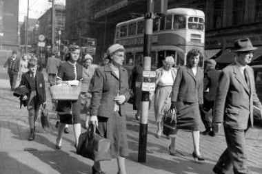 Shoppers head down Renfield Street in 1958. 