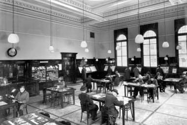 Inside the reading room at Govanhill Library on Langside Road in 1956. 
