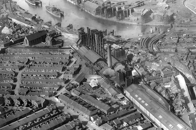 A 1930s view of the area around Trimdon Street including the electricity station.