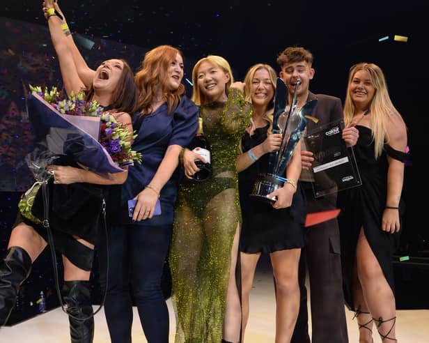 This is the moment the team behind Scullion & Scot were crowned the winners of the L'Oréal Colour Trophy.