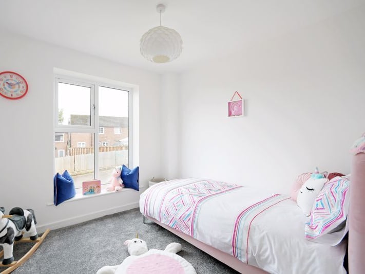 One of the bedrooms in the five-bedroom house on Linley Bank Close, in Woodhouse, Sheffield