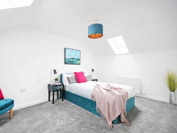 One of the bedrooms at the five-bedroom house on Linley Bank Close, in Woodhouse, Sheffield
