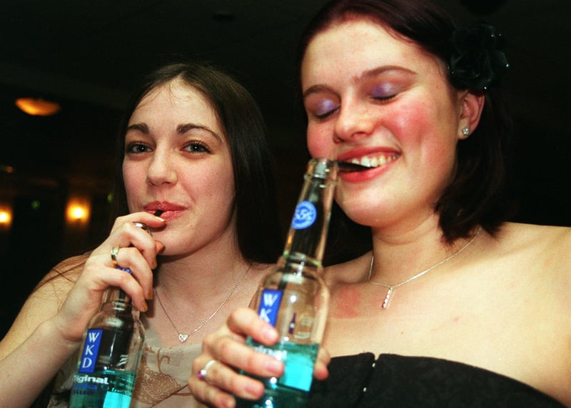 Kate Dennning (left) and Vici McCormack at the Kingdom nightclub in Sheffield city centre in 2003