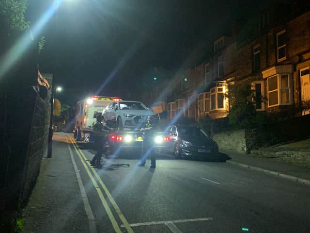 A grey Audi was seen being towed away from School Road in the Sheffield suburb Crookes last night (August 12).