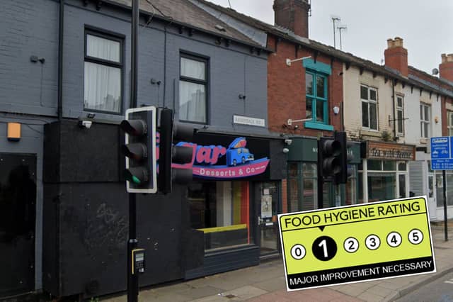 Sugar Desserts & Co, on Abbeydale Road, has been given a food hygiene rating of 1.