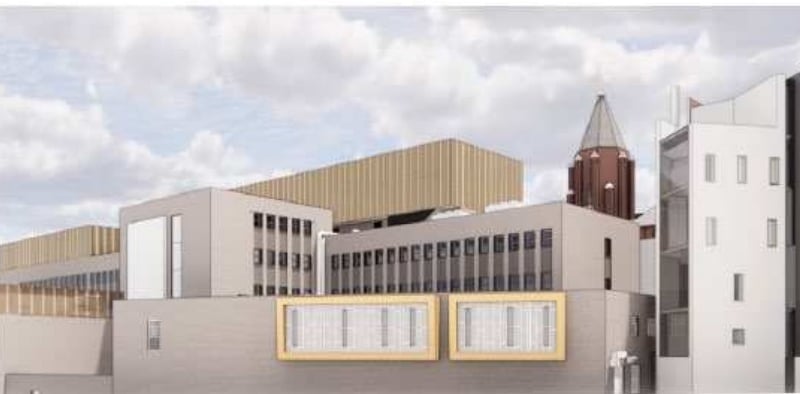 Proposed R block roof extensions and cladding