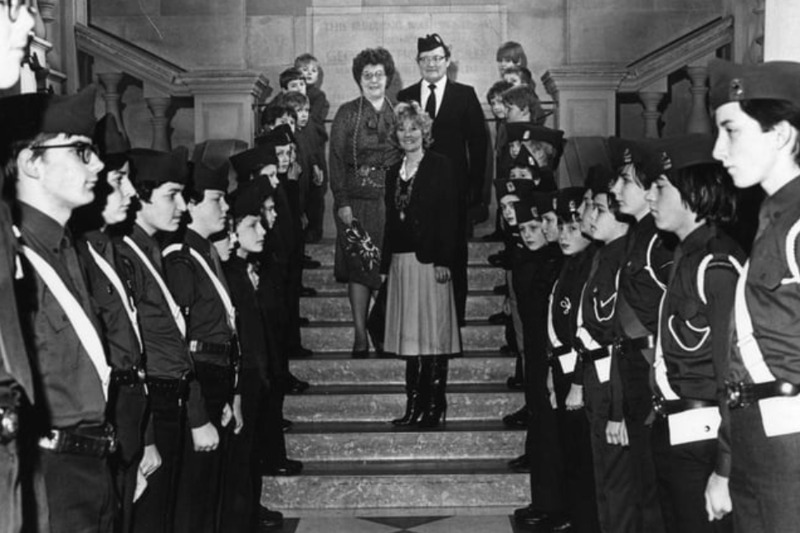 South Shields Boys' Brigade form a guard of honour for the Mayor and Mayoress of South Tyneside, Coun Elizabeth Scrimger and Mrs Kate Fox, when they arrived at the Town Hall for a 1983 ceremony. Are you in the picture? Photo: Shields Gazette
