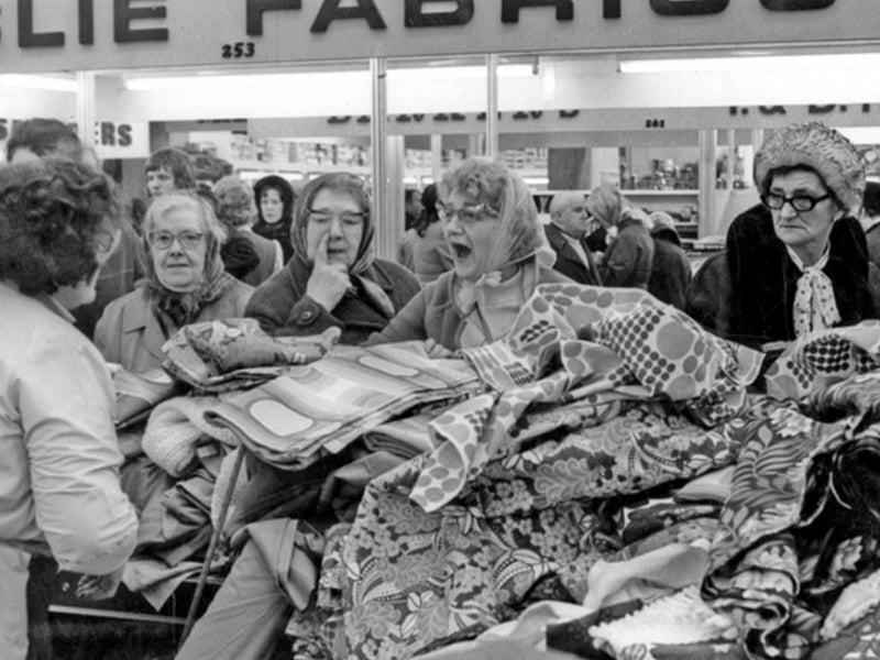 A fabric stall at Sheffield's Sheaf Market in 1973. Photo: Picture Sheffield/Sheffield Newspapers