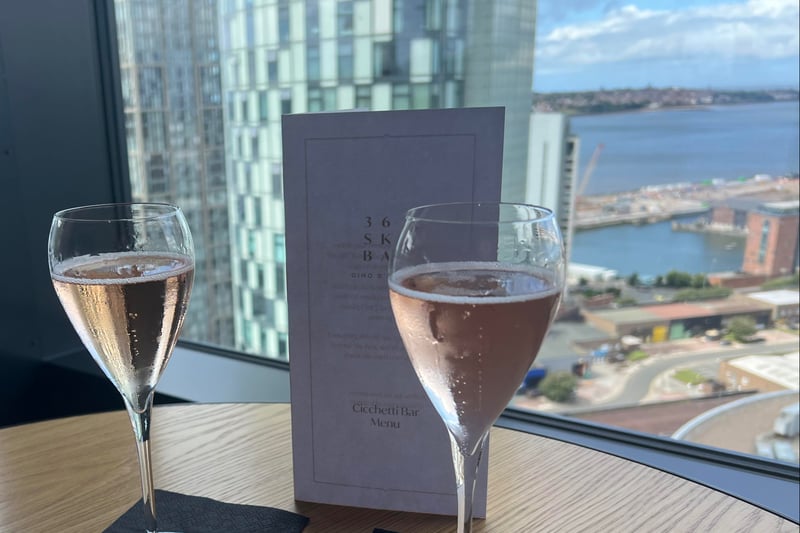 Situated on the 17th floor of the Old Hall Street Hotel, Gino D'Acampo's Sky Bar offers panoramic views of the Liverpool Skyline, including the iconic River Mersey, and is open from 11:30 daily until late. Food options include afternoon tea and Cicchetti light bites, or you can enjoy cocktails on the outdoor terrace.