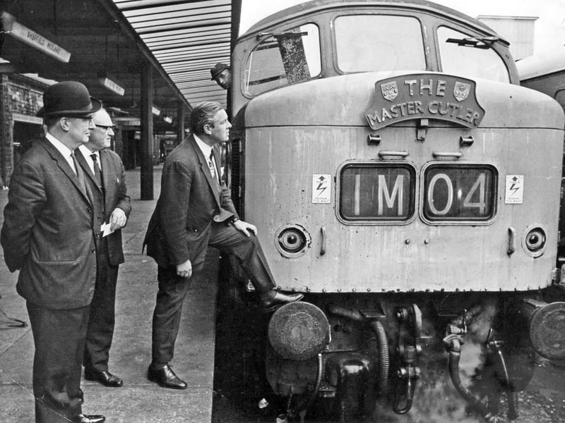 Master Cutler Mark Balfour inspects the Master Cutler train in Sheffield in 1970
