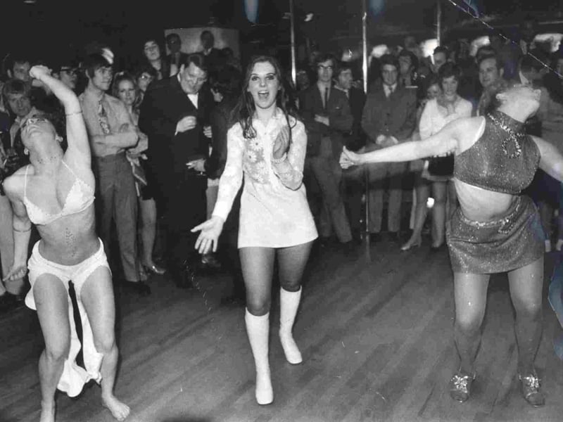 Go Go dancing competition at the Penny Farthing Club, Sheffield, in February 1970. Pictured are Betty Nixon, Avril Cochrane and Christine Hague
