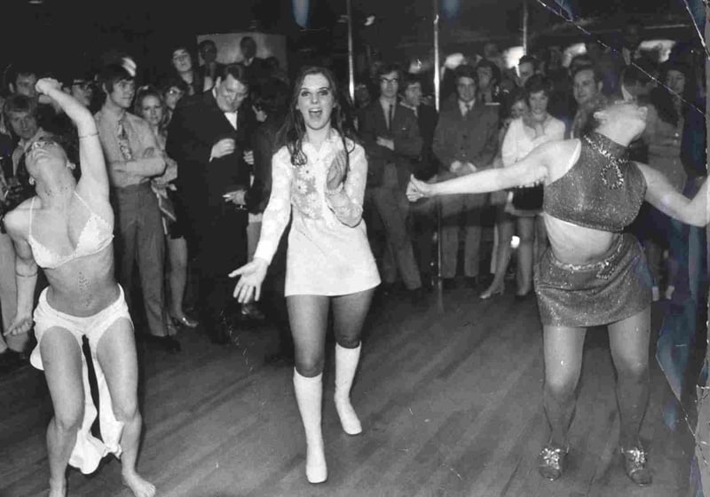 Go Go dancing competition at the Penny Farthing Club, Sheffield, in February 1970. Pictured are Betty Nixon, Avril Cochrane and Christine Hague