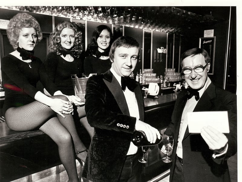 Josephine's nightclub was opened by Dave Allen, pictured pouring champagne, at Barker's Pool, in Sheffield city centre, in 1976. It was famous for its strict dress code, and famous guests included Johnny Mathis, Tommy Cooper, Ronnie Corbett and Ronnie Barker.