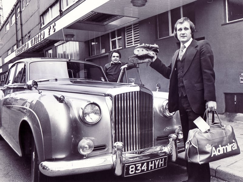 Sheffield United's Len Badger leaves Bramall Lane after being sold to Chesterfield FC in January 1976