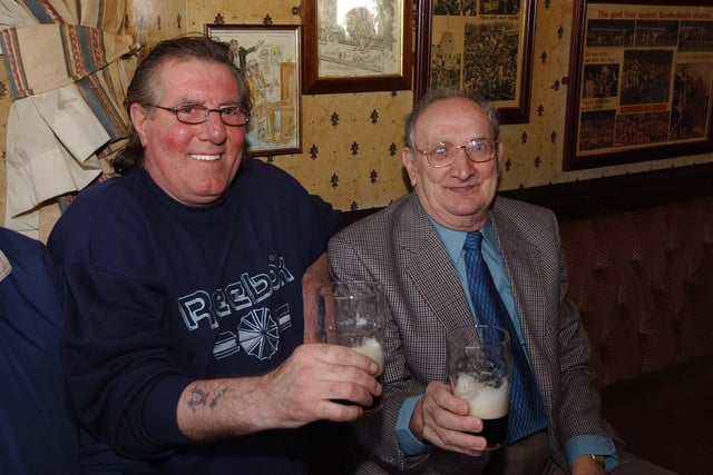 Relaxing in the pub in 2003.