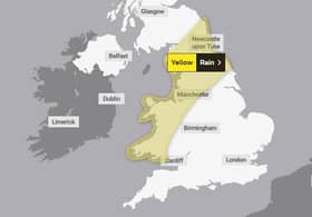 A yellow weather warning has been issued for much of the British Isles today as a rainstorm is set to batter Wales and the North.