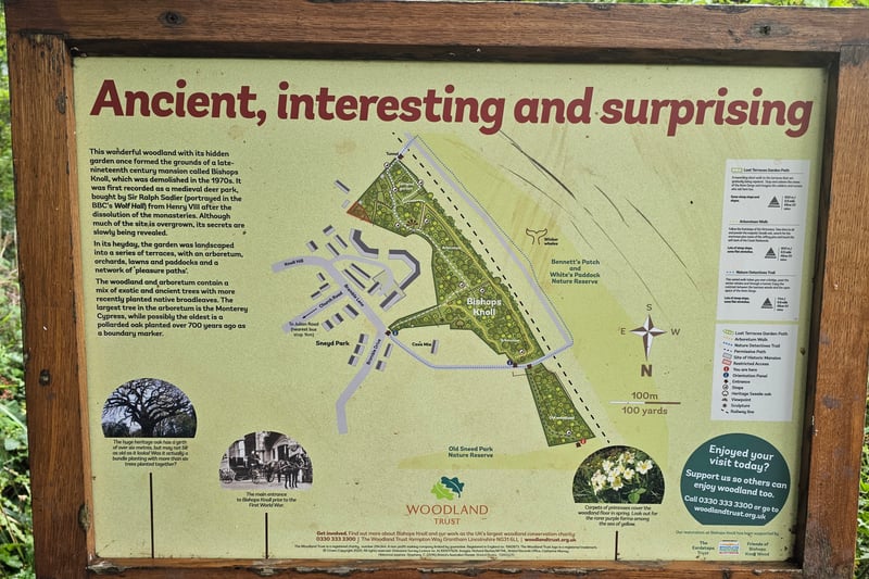 We found a map of Bishop’s Knoll and the Old Woodland by the entrance next to Old Sneed Park Nature Reserve.