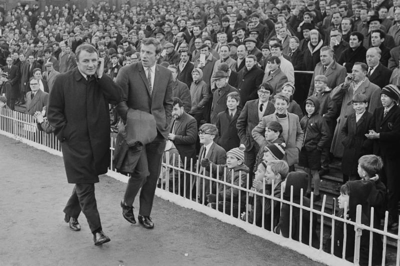 British former soccer player Tommy Docherty, new manager of Aston Villa FC, arrives at Villa Park for his first match against Norwich FC,  Birmingham, UK, 21st December 1968. (Photo by R. Viner/Daily Express/Getty Images)
