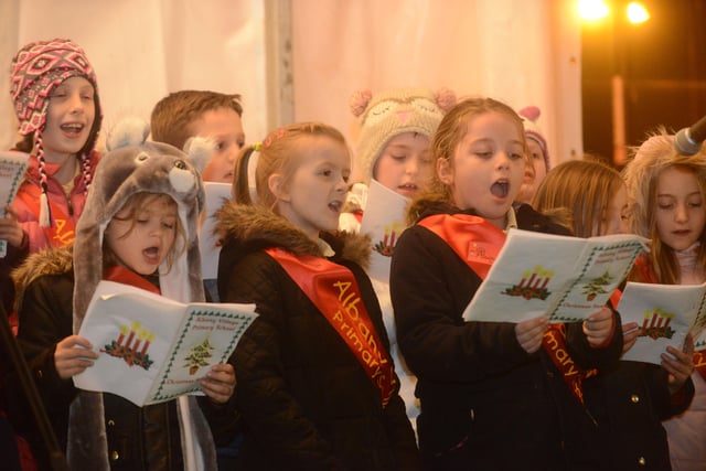 Albany Primary School pupils singing at the Washington Christmas Lights switch on in Concord 9 years ago.